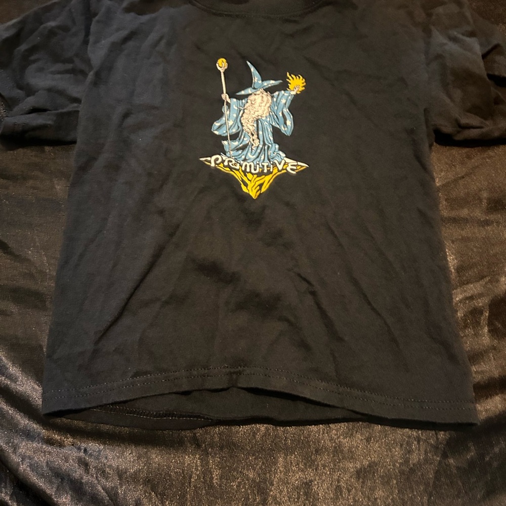 Primitive Black Kids T-Shirt with Wizard Design